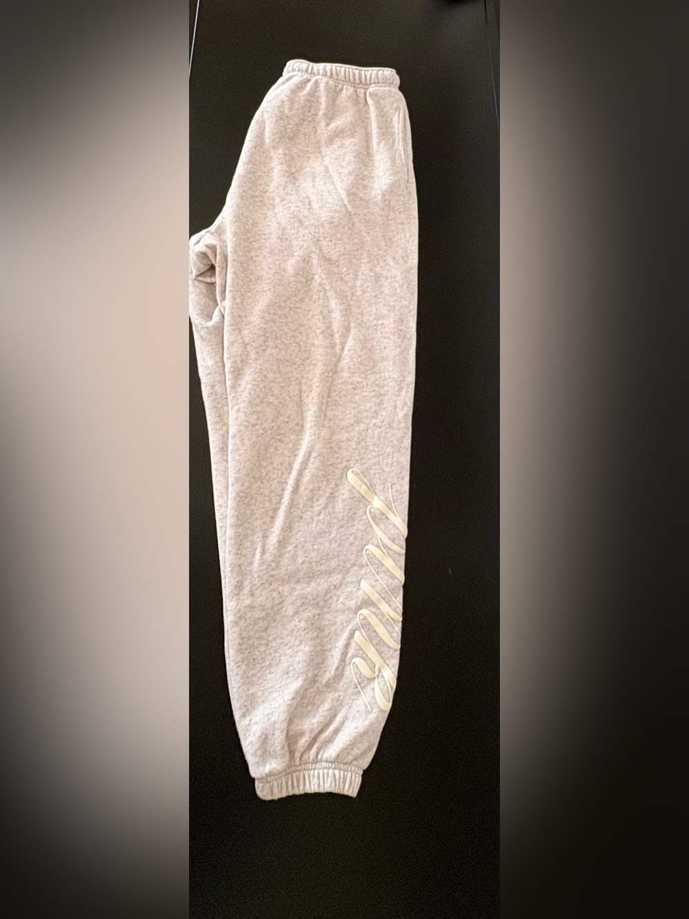 PINK Victoria's Secret Light Gray Joggers with Metallic Script